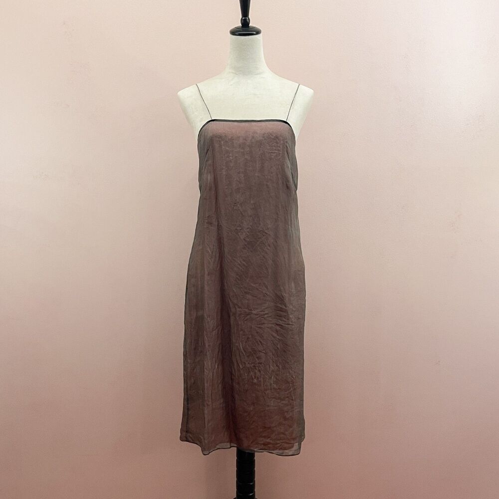 Vintage Banana Republic Silk Slip Dress 10 Spaghetti Strap Sheer Cruise Y2K